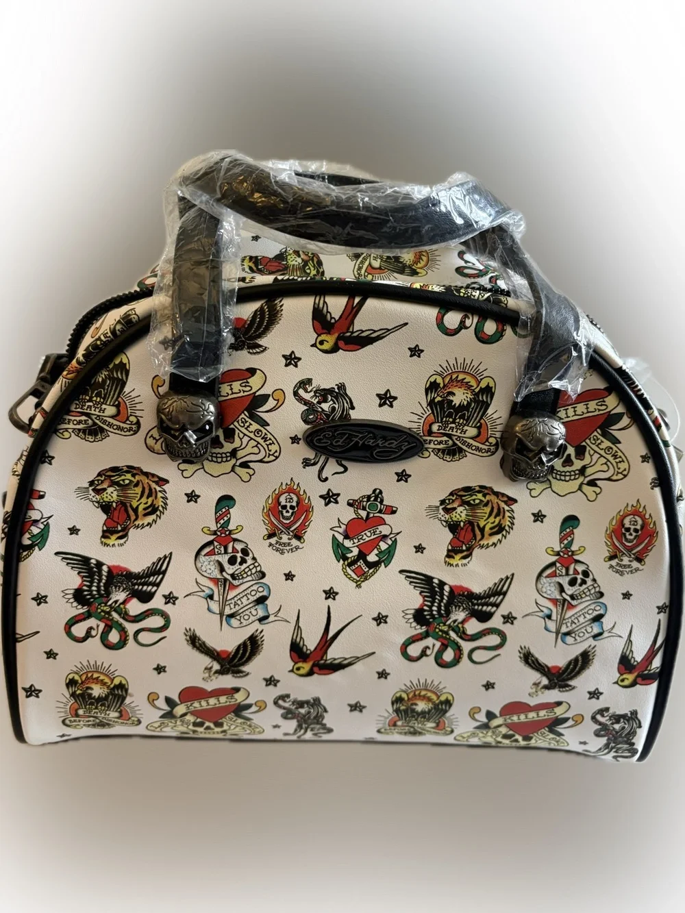 🖤 Ed Hardy Y2K Tattoo Flash Thermal Lunch Bag / Crossbody NWT